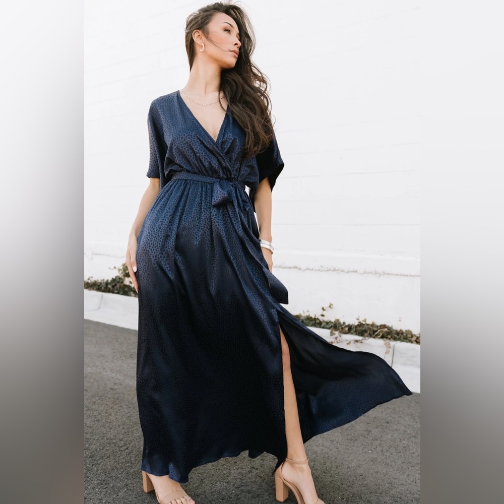 Navy Savannah Print Kimono Maxi - Size S